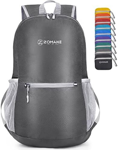 کوله‌پشتی کوچک قابل بسته‌بندی ZOMAKE 20L، کوله‌پشتی کوچک تاشو پیاده‌روی - کیف مسافرتی کوله‌پشتی ضد آب جیبی برای کمپینگ ورزشی مردانه در فضای باز، زنان، مدرسه راهپیمایی، سفر با دوچرخه
