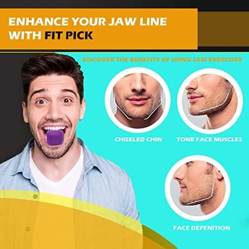 ابزار تمرین فک FIT PICK Pro برای مردان و زنان، صورت، فک و گردن را تقویت می‌کند، تمرین‌دهنده فک به تعریف خط فک کمک می‌کند، ابزارهای خط فک برای مردان و زنان، شکل‌دهنده خط فک (بنفش) Image