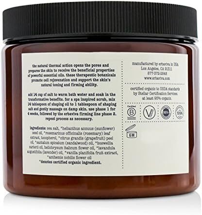 نمک حمام سفت کننده Erbaviva، 20 اونس، دم کرده با اسانس های گریپ فروت و رزماری - نمک های دریایی آرامش بخش برای نرمی پوست - حمام درمانی ارگانیک Image