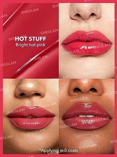 آرایش SHEGLAM - Pout-Perfect Shine Lip Plumper - Moisturizing Plumping Lip Glass Solid Rentigeing (مواد داغ) Image