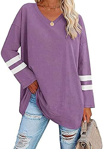 تی‌شرت زنانه یقه گرد/ویژه زنانه زنانه نیم‌آستین تی‌شرت‌های بیسبال سایز بزرگ تاپ‌های تونیک Image