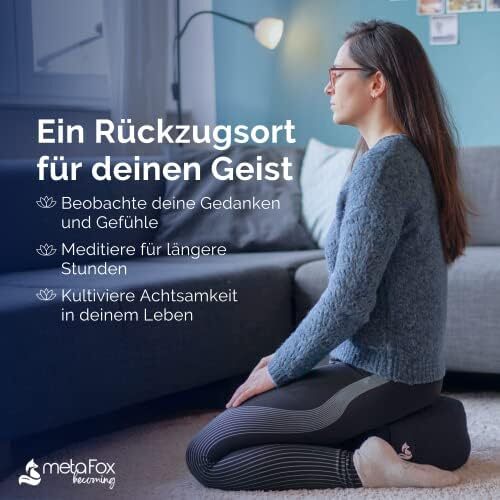 کوسن مدیتیشن metaFox - بالش مدیتیشن راحت برای تمرین مدیتیشن طولانی و به عنوان کوسن یوگا - بالش کف کوسن مدیتیشن ساخته شده از پوسته گندم سیاه (آبی فضایی) Image