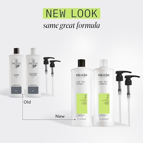 شامپو و نرم‌کننده Nioxin System 2، مناسب برای موهای طبیعی درمان‌شده با نازک‌شدگی پیشرفته، شامل پمپ، 33.8 اونس مایع (بسته‌بندی ممکن است متفاوت باشد) Image