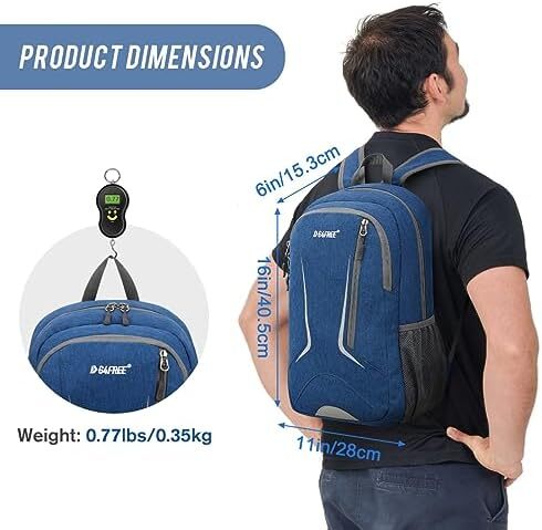 G4Free 16L RFID Blocking Hiking Daypack کوله پشتی کوچک مسافرتی در فضای باز ضد آب برای مردان زنان Image