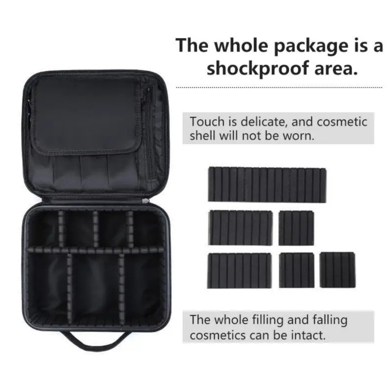 کیف لوازم آرایشی مسافرتی دو زیپ با تقسیم‌بندی قابل تنظیم Image