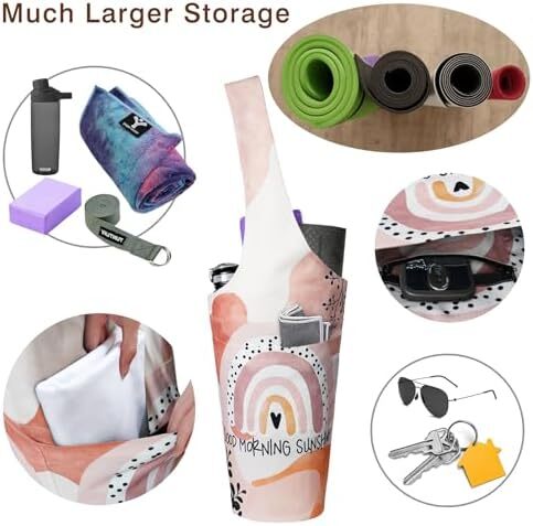 کیف مت یوگا چاپ شده مد روز با جیب کناری بزرگ و جیب زیپ دار کیف یوگا بلند و مناسب تشک های بزرگ - دارای لوازم جانبی یوگا بیشتر Image