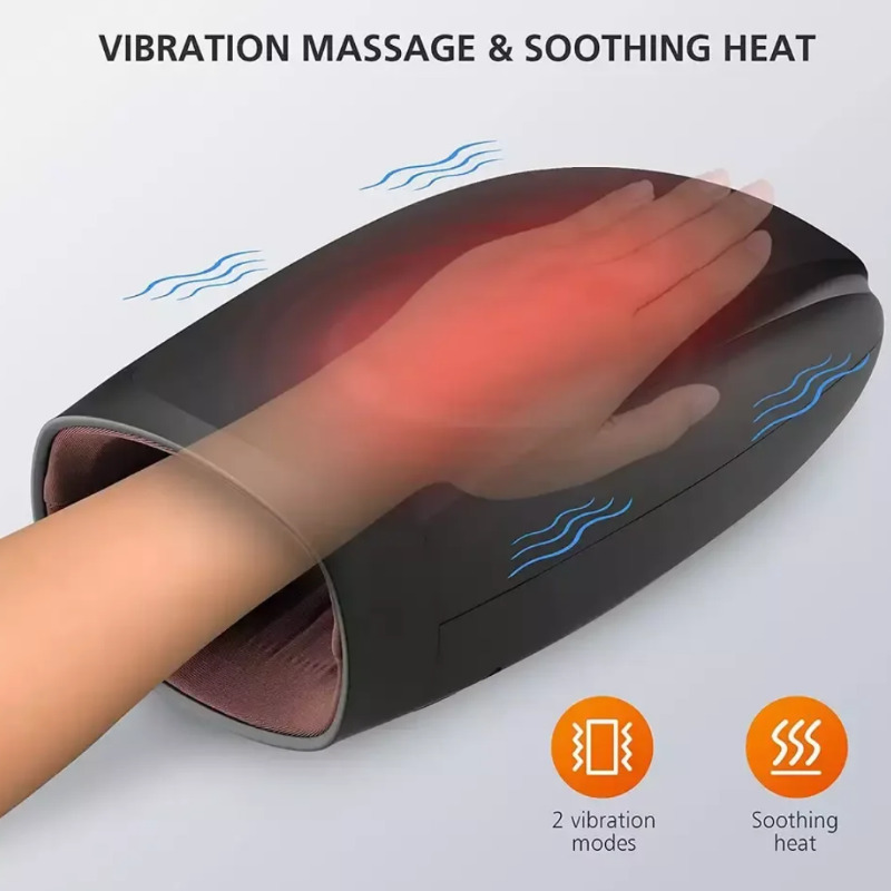 ماساژور دست با گرما، دستگاه ماساژور دست شارژی با 6 سطح ماساژ و فشرده‌سازی شدت برای رفع خستگی مچ دست، بی‌حسی انگشت، تسکین درد Image