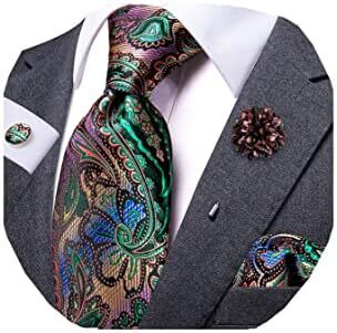 ست کراوات و ست چهارگوش جیبی مردانه Dubulle مردانه کراوات ابریشمی Paisely