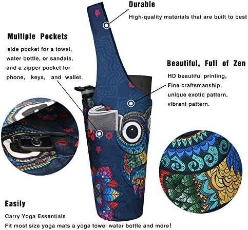 کیف مت یوگا چاپ شده مد روز با جیب کناری بزرگ و جیب زیپ دار کیف یوگا بلند و مناسب تشک های بزرگ - دارای لوازم جانبی یوگا بیشتر Image