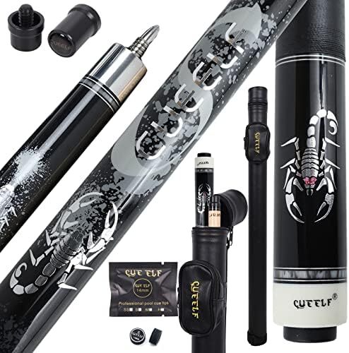 چوب استخر CUEELF، چوب بیلیارد کیو با محفظه سخت شفت کم انحراف چوب بیلیارد حرفه ای بیلیارد کیوس چوب 19.5-21 اونس Image