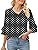 TFSDOD زنانه یقه V یقه 3/4 تاپ آستین زنگ دار یقه یقه دار پیراهن آستین دار یقه دار بلوزهای گشاد تابستانی تابستانی Thumbnail