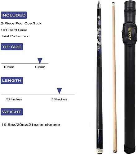 چوب استخر CUEELF، چوب بیلیارد کیو با محفظه سخت شفت کم انحراف چوب بیلیارد حرفه ای بیلیارد کیوس چوب 19.5-21 اونس Image