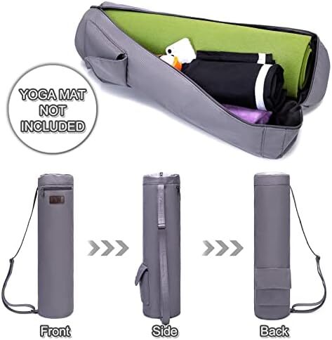 کیسه تشک یوگا AROME، کیسه حمل حصیر ضد آب کیسه یوگا برای ورزش زنان، کیف یوگا با زیپ کامل با 2 جیب چند منظوره برای 1/4 اینچ 1/3 اینچ 2/5 اینچ ضخیم تشک یوگا Image