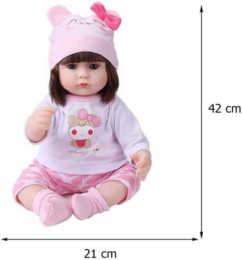 Nano Classic 16 inch 42cm Reborn Baby Doll بدن نرم پنبه ای سیلیکونی نوزاد واقعی مانند عروسک نوزاد عروسک اسباب بازی دخترانه هدیه عروسک-سفید Image