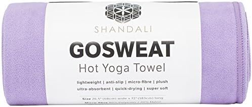 SHANDALI (استاندارد - 26.5 x 72، بنفش) - حوله یوگای داغ بدون لغزش GoSweat با میکروفیبر جیر نرم جاذب فوق العاده در رنگ های مختلف، مخصوص بیکرام پیلاتس و تشک یوگا. Image