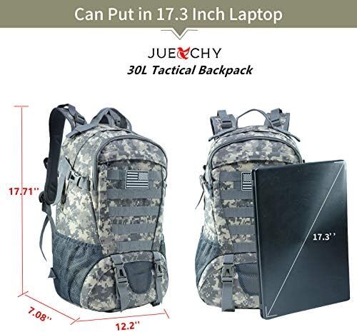 کوله پشتی تاکتیکی Jueachy برای مردان Molle Military Rocksack Pack 30L ضد آب با پچ پرچم ایالات متحده آمریکا Image