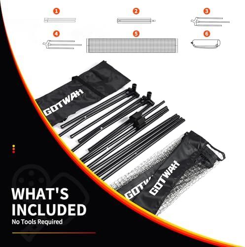 ست توپ ترشی قابل حمل GOTWAH با توری برای درایو - سیستم توری با سایز تنظیمی 22FT و دست و پاچه های فایبر گلاس مجموعه 4 و 4 توپ ترشی فضای باز و 4 توپ ترشی داخلی و 2 کیسه Image