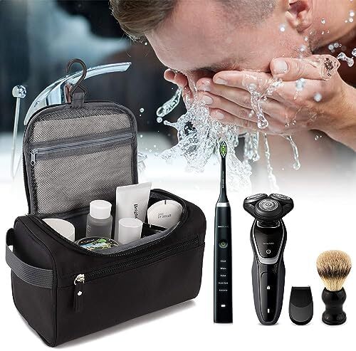 کیف لوازم آرایش مردانه، زنانه تینی آویز ضد آب کیف لوازم آرایشی نایلونی سازمان دهنده مسافرتی کیف لوازم آرایشی واش مورد نیاز (مشکی) Image