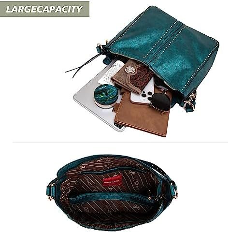 کیف دستی زنانه مونتانا West Hobo کیف های بزرگ و کیف های دستی با گل میخ و بند کراس بادی Image