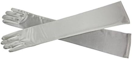 دستکش 21 اینچی برای مهمانی عصرانه زنانه DreamHigh دستکش ساتن بلند مشکی/سفید