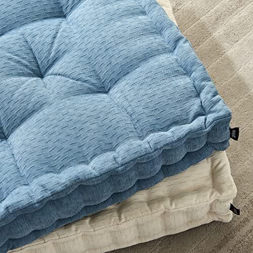 بالش کف مدیتیشن Getmo Resin، کوسن کف بزرگ، بالش‌های مربعی برای صندلی بزرگسالان، کوسن مراقبه ضخیم Chenille برای بالکن اتاق نشیمن یوگا تاتامی فضای باز، 20x20 اینچ، آبی Image