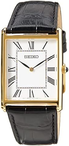 Seiko Men's Analogous Quartz Watch with Leather Strap SWR052P1, Gold, Strap