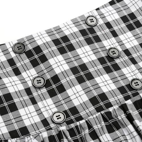 دامن های کوتاه چهارخانه گوتیک IDEALSANXUN برای دامن های چهارخانه کمر بلند زنانه Image