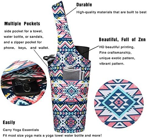 کیف مت یوگا چاپ شده مد روز با جیب کناری بزرگ و جیب زیپ دار کیف یوگا بلند و مناسب تشک های بزرگ - دارای لوازم جانبی یوگا بیشتر Image