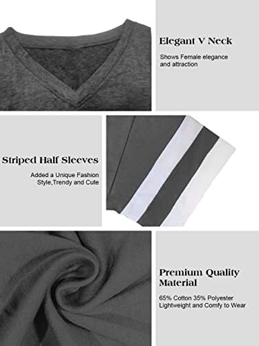 تی‌شرت زنانه یقه گرد/ویژه زنانه زنانه نیم‌آستین تی‌شرت‌های بیسبال سایز بزرگ تاپ‌های تونیک Image