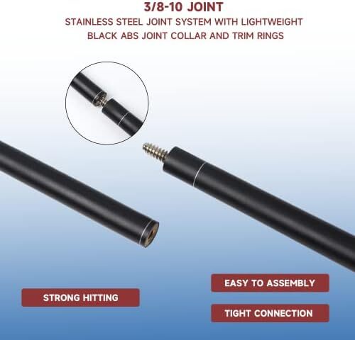 چوب بیلیارد کامپوزیت کامپوزیت بیلیارد گرافیتی 58 اینچی GSE برای مردان/زنان، چوب بیلیارد کیو برای مصارف خانگی یا تجاری/بار (مشکی مات، 18 اونس) Image