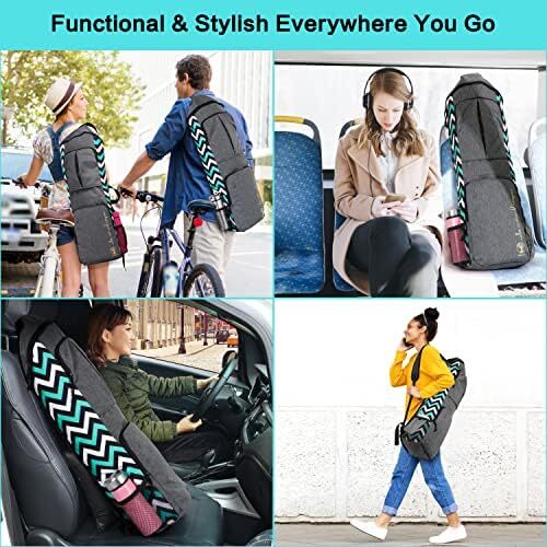 کریر نگهدارنده تشک یوگا Warrior2، کوله پشتی یوگا متناسب با تشک 1/2 اینچی ضخیم، جیب های بزرگ و جا بطری آب | کیسه حمل کامل تشک یوگا زیپ مخصوص مردان باشگاه ورزشی لوازم جانبی یوگا دوچرخه مسافرتی Image