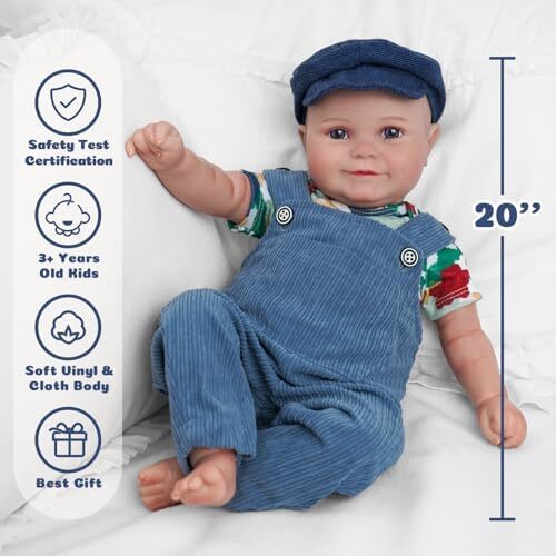 BABESIDE Reborn Baby Dolls Boy - 20 inch Handmade Realistic Soft Vinyl Body Life Like Realistic Newborn Baby Dolls for Girls Boys Kids Age 3+ Image