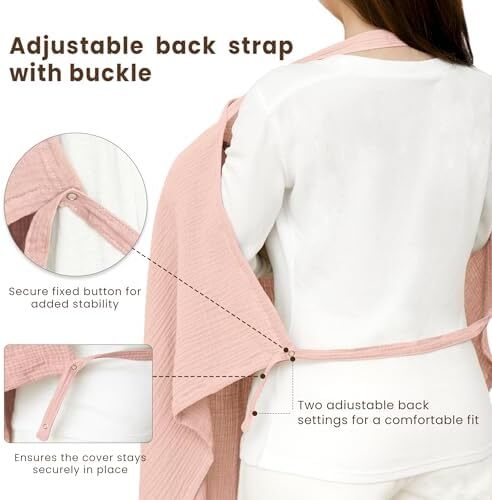 Konssy Muslin Nursing Cover for Baby Breastfeeding, Breathable 100% Cotton Breastfeeding Cover with Rigid Hoop for Mother Nursing Apron, Multi-use Carseat Canopy (Pink) Image