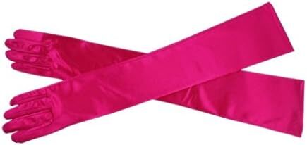 دستکش 21 اینچی برای مهمانی عصرانه زنانه DreamHigh دستکش ساتن بلند مشکی/سفید Image