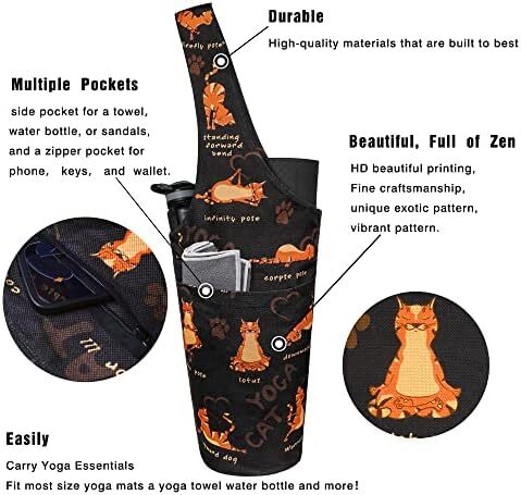 کیف مت یوگا چاپ شده مد روز با جیب کناری بزرگ و جیب زیپ دار کیف یوگا بلند و مناسب تشک های بزرگ - دارای لوازم جانبی یوگا بیشتر Image