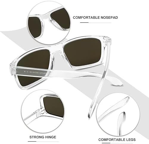 عینک آفتابی پلاریزه مردانه KANASTAL برای زنان، عینک آفتابی کلاسیک مربعی، رانندگی، مد لباس‌های محافظ زنانه UV400 دوچرخه‌سواری ماهیگیری فعالیت‌های فضای باز Image