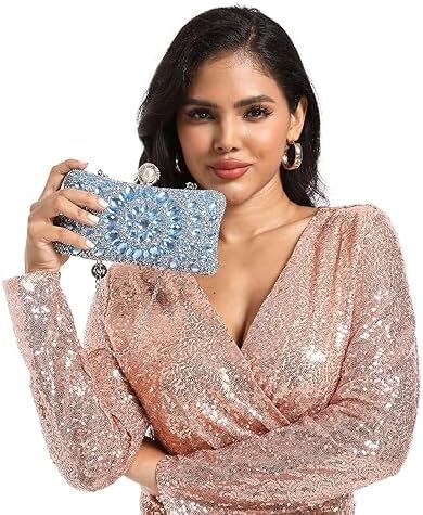 کیف پول‌های Clutch کریستالی Boutique De FGG برای کیف‌های شب زنانه کیف بدلیجات جشن عروسی Image
