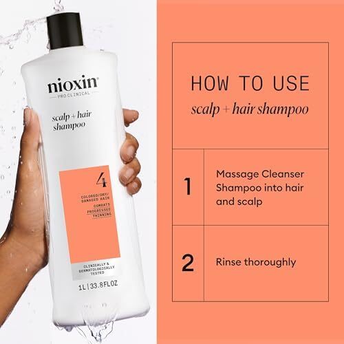 شامپو و نرم‌کننده Nioxin System 4، برای موهای رنگ‌شده با نازک‌شدگی پیشرفته، شامل پمپ، 33.8 اونس مایع (بسته‌بندی ممکن است متفاوت باشد) Image