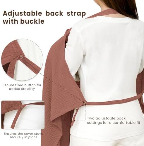 پوشش شیردهی کنسی موسلین برای شیردهی نوزاد، پوشش شیردهی ۱۰۰٪ پنبه‌ای قابل تنفس با حلقه سخت برای پیشبند مادر، چادر صندلی خودرو چندمنظوره (فندق) Image