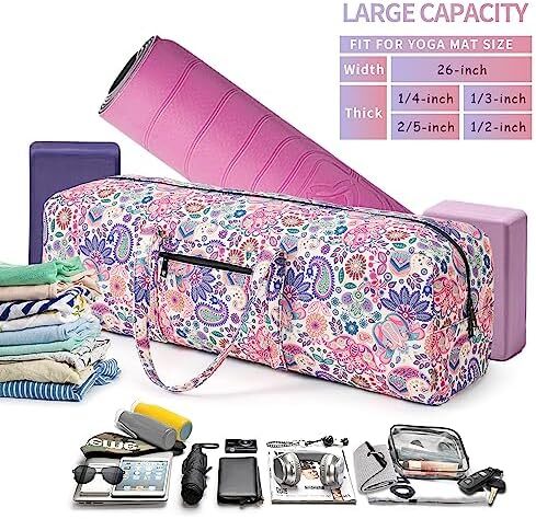 بولدر بی | کیف تشک یوگا | حصیر بزرگ یوگا با جیب خیس | هدایای یوگا | کیف ورزشی زنانه Image