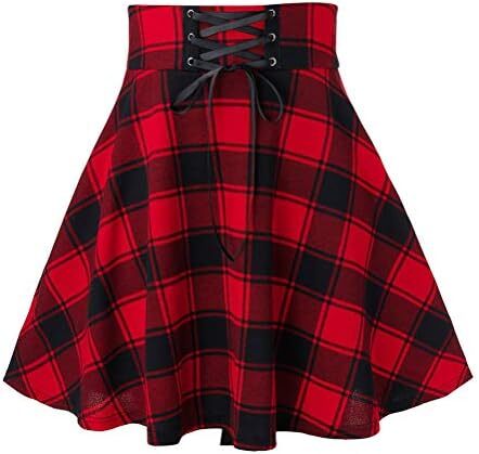 دامن های کوتاه چهارخانه گوتیک IDEALSANXUN برای دامن های چهارخانه کمر بلند زنانه Image