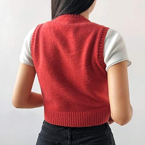 جلیقه ژاکت بافتنی زنانه جلیقه ژاکت بافتنی آرگیل تاپ جلیقه چهارخانه رترو برای دختران نوجوان مد روز Image