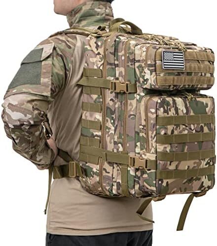 QT&QY 45L Military Tactical Backpacks Molle Army Assault Pack 3 Day Bug Out Survival Bag Hiking Treeking Rucksack Image
