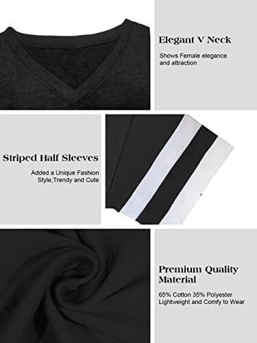 تی‌شرت زنانه یقه گرد/ویژه زنانه زنانه نیم‌آستین تی‌شرت‌های بیسبال سایز بزرگ تاپ‌های تونیک Image