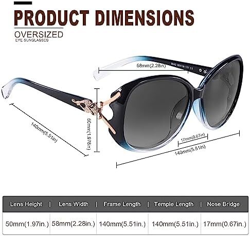عینک آفتابی زنانه FIMILU عینک آفتابی پلاریزه مد روز عینک آفتابی بزرگ عینک آفتابی زنانه محافظ UV Image