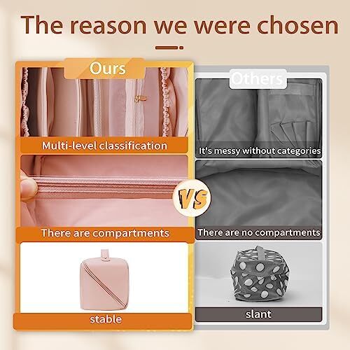 3 عدد کیف آرایش مسافرتی کیف لوازم آرایشی قابل حمل زنانه با ظرفیت بالا مجموعه کیف سازمان‌دهنده کیف آرایش تخت از 3 عدد کیف آرایشی ضد آب چرم PU با تقسیم‌کننده و دسته (صورتی) Image