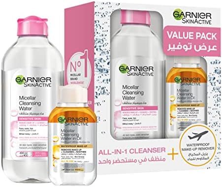 پاک کننده آرایش کلاسیک میسلار اکتیو پوست گارنیر 400 میلی لیتر + این روغن 100 میلی لیتر Image