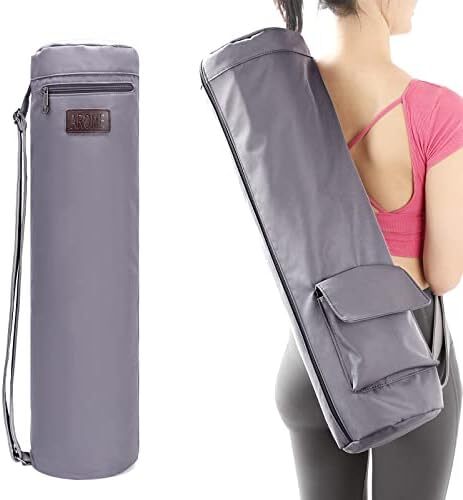 کیسه تشک یوگا AROME، کیسه حمل حصیر ضد آب کیسه یوگا برای ورزش زنان، کیف یوگا با زیپ کامل با 2 جیب چند منظوره برای 1/4 اینچ 1/3 اینچ 2/5 اینچ ضخیم تشک یوگا Image