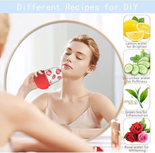 غلتک یخ Nnewvante برای صورت - ماساژ زیبایی صورت، مکعب درخشان برای مراقبت از پوست، کاهش چین و چروک دور چشم و پف آکنه (RED02)