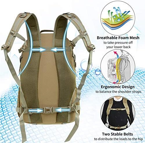 کوله پشتی تاکتیکی Jueachy برای مردان Molle Military Rocksack Pack 30L ضد آب با پچ پرچم ایالات متحده آمریکا Image